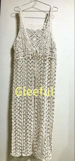 Gleeful ロングジレ ロングベスト 透かし編み