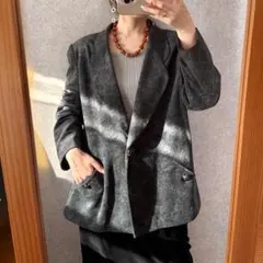 ヴィンテージ レトロ古着 ベロアテーラードジャケット 派手裏地 ダークグレー系