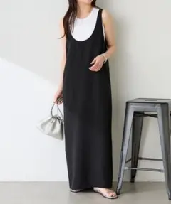 未着用美品 ウィムガゼット マキシ丈半袖カットワンピース 黒 ブラック 5分袖 未着用美品 ウィムガゼット マキシ丈半袖カットワンピース 黒 ブラック