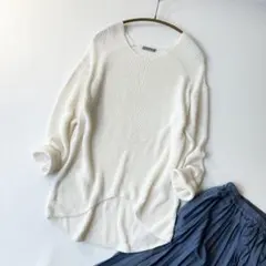 セオリーリュクス 定価2.9万　ざっくりVネックニット ホワイト ウォッシャブル