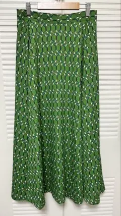 【美品】ジャーナルスタンダード　フレアスカート 緑色 パターン入り