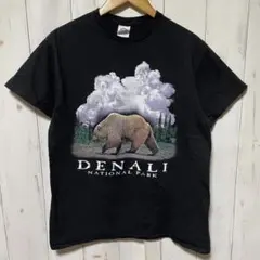 DELTA デルタ 熊 クマ アニマル ブラック 黒 ビッグプリント Tシャツ