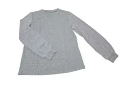 リブ編み長袖グレーTシャツ レディースLサイズ