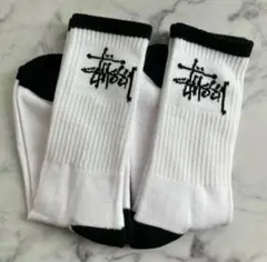 白2足セット STUSSY ステューシー メンズ ロゴ ソックス 男性用 靴下