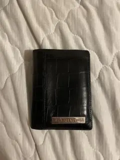BALENCIAGA 二つ折り財布 クロコ型押し ブラック