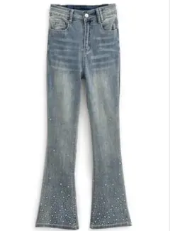 ビジューデニムフレアパンツ[at2310]