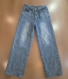 ライトブルーデニム ワイドレッグパンツ