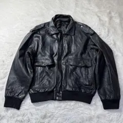 【90s】 A-2 ブラックレザー フライトジャケット XL 牛革