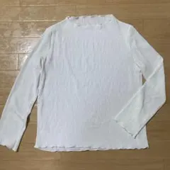 美品 ウエーブ柄 シアー メロウ トップス ホワイト インナー 長袖トップス