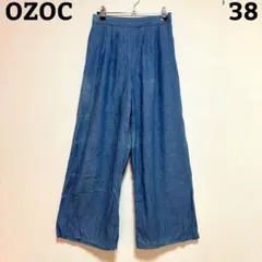 OZOC 薄手ワイドパンツ ブルー 38 ウエストゴム ボトムス ズボン 春