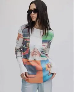 AMERI EMOTIONAL COLLAGE RIB TOP Sサイズ EMOTIONAL COLLAGE RIB TOP