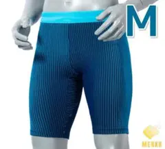 ランニングスパッツ　M　ブルー　マラソン　タイツ　ランニング　スパッツ