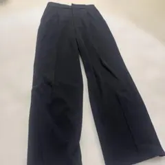 GUブラック ワイドパンツ センタープレス