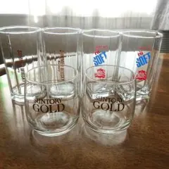 昭和レトロ SUNTORY ウイスキー ·SAPPORO SOFT グラス×6