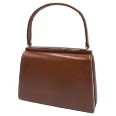 美品】ハンドバッグ マスタードイエロー リザード がま口 シルバー金具 