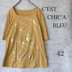 セシカブルー Tシャツ 半袖 マスタード スタッズ ゴールド L 42のサムネイル