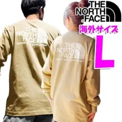 ノースフェイス ロンT 長袖Tシャツ バックプリント 海外Lサイズ ベージュ