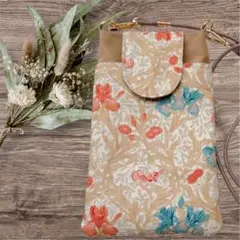 【在庫処分価格】ハンドメイドスマホショルダー＊スマホポーチ＊ウィリアムモリス