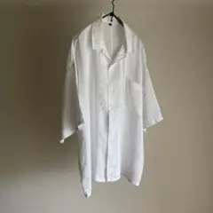 MUJI 無印良品　リネン　半袖　オープンカラーシャツ　ホワイト　XL