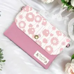 北欧　フラワー　通帳•お薬手帳ケース　マルチケース　2way仕様 　No.161