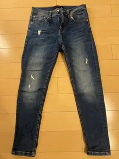 ZARA ダメージ加工 ダークブルースキニージーンズ　EUR38