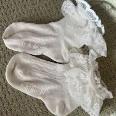 ミキハウス ホワイト レース付き靴下 約12cm