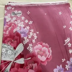【格安生地】ピンク・花柄・蝶々・和柄・綿生地・幅105・長230