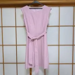 【未使用】ピンク ノースリーブ ワンピース ウエストリボン付き