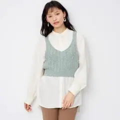 メッシュバックリボンニットビスチェ