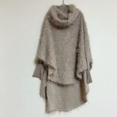 MURUA ふわもこ 異素材ドッキング ポンチョ風 ニットワンピース F