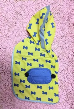 犬用レインコート イエロー 骨模様 Sサイズ ペットグッズ 雨具