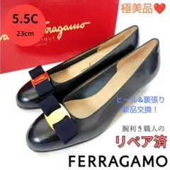 ✨️腕利き職人のリペア済✨️極美品❤箱付【フェラガモ】ヴァラ パンプス 紺色