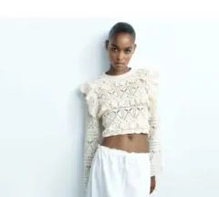 ZARA ザラ フリルニットトップス Sサイズ