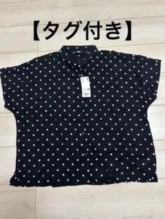 【新品タグ付き】UNIQLO レーヨンプリントブラウス(ドット柄 半袖Lサイズ)