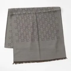 【正規品】GUCCI グッチ ストール マフラー ウール GG柄 ブラウン