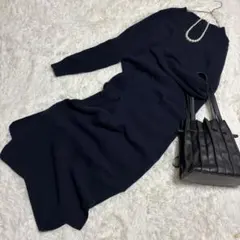 美品✨️カシミヤ混 BEAMS LIGHTS ネイビー ニットワンピース
