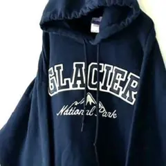 ギルダン GLACIER スウェット パーカー L ネイビー 紺色 古着