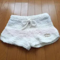 gelato pique フリースショートパンツ ホワイト/ピンク　ルームウェア
