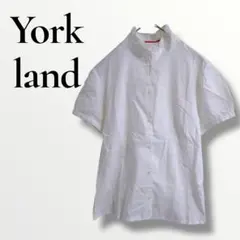 Yorkland ヨークランド　半袖シャツ ホワイト　M 襟元フリルのサムネイル