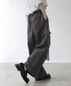 【LILL】ドレープワイドスラックスカーゴパンツ