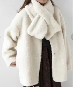 ウォッシャブルボアマフラー付きブルゾン