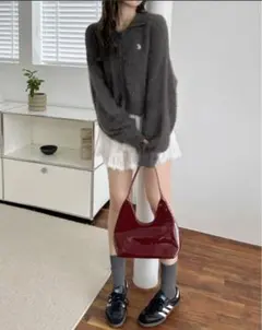 【 U.S. POLO ASSN】襟付き シャギー ボリュームスリーブ ニット