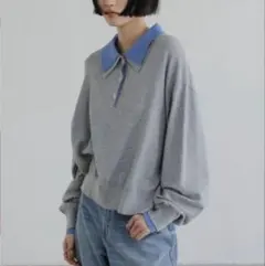 バイカラーニットポロLS ローリーズファーム　新品未使用　今季新作