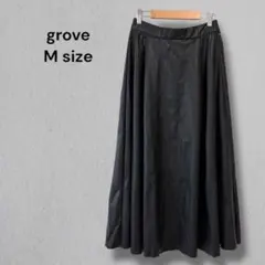 今季トレンド✨ grove エコレザー ロングスカート M ブラック 上品見え