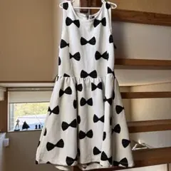 H&M リボン柄ノースリーブワンピース