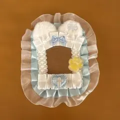 硬質カードケース ハンドメイド 推し活 デコ 水色 黄色 フリル 猫耳 メイド風
