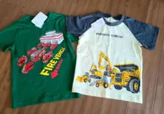子供服 消防車 働く車 半袖Tシャツ 120cm 2枚セット