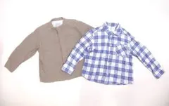 子どもシャツ　2枚セット（110）　無印良品＋H&M　長袖無地＋チェック　男の子