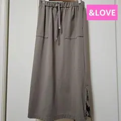 【＆LOVE】フェミニン フリル スリット ナロースカート　カーキ 　QVCのサムネイル