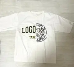 しまむら オーバーサイズ ロゴプリント 半袖Tシャツ ホワイト M